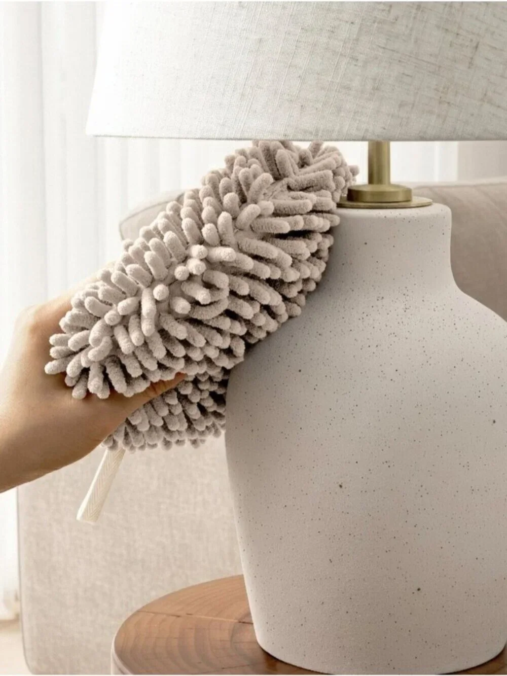 3-Pack Multipurpose Microfiber Plush Chenille Bath Scrubber White Beige Gray